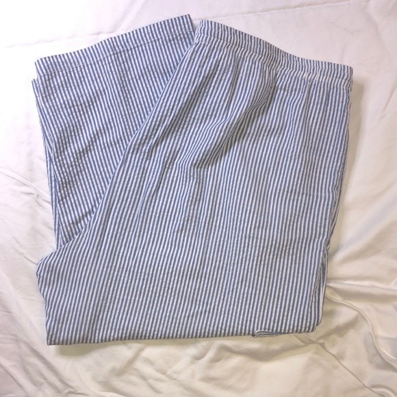 Silhouettes Pants - Silhouettes, Blue Stripe, Seersucker, Drawstring, Women’s 3X, Cargo Pockets